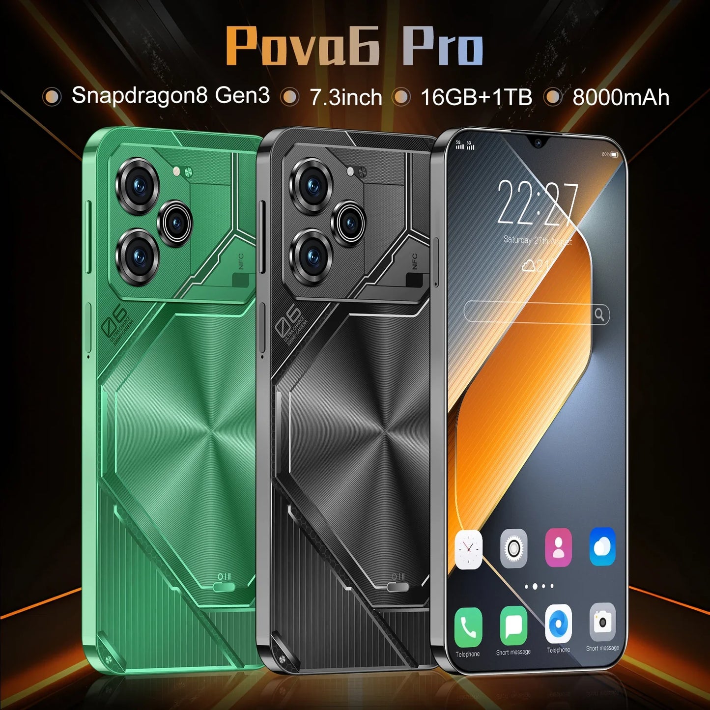 2025 New Global Pova 6 Pro unlocks high-definition screen with a 7.3-inch 22GB+2TB 5G dual analog Celulares Android 14 8000mAh - Mountain ship