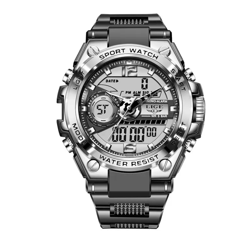 LIGE Men Military Watch Digital 50m Waterproof Wristwatch LED Quartz Clock Sport Watch Male Big Watches Men Relogios Masculino - Mountain ship
