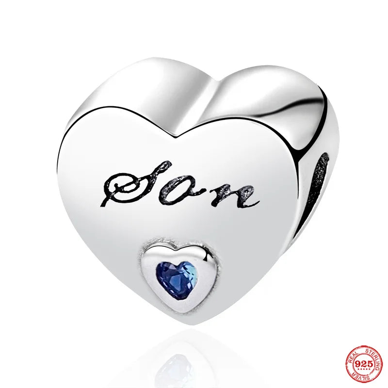 Europe 925 Silver Family Charm Fit Original Bracelet Jewelry Pendant Boy Girl Sparkling Mom Bead Sisters Pandora Dangle Plated - Mountain ship