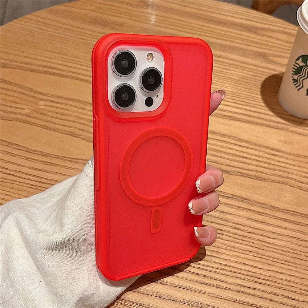 Magnetic For Magsafe Wireless Charging Case For iPhone 16 15 11 12 13 14 Pro Max XR XS 7 8 Plus SE Solid Color Shockproof Cover - Mountain ship