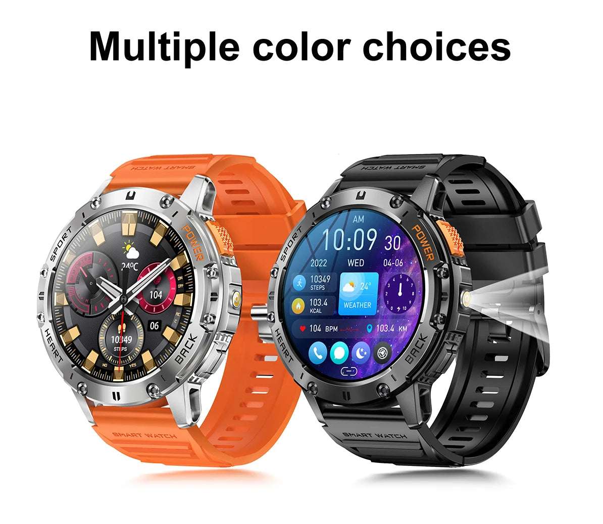 For Huawei Xiaomi New AMOLED Smart Watch Men with Flashlight Sports Waterproof Fitness Tracker Bluetooth Call Smartwatch Man+Box - Mountain ship