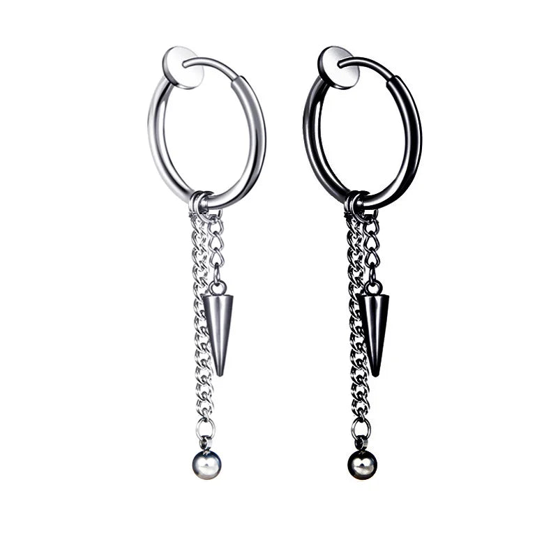 1 Piece Stainless Steel Ear Clip Earrings for Women Men Painless Fake Earrings Best Selling Style Punk Hip Hop Jewelry - Mountain ship