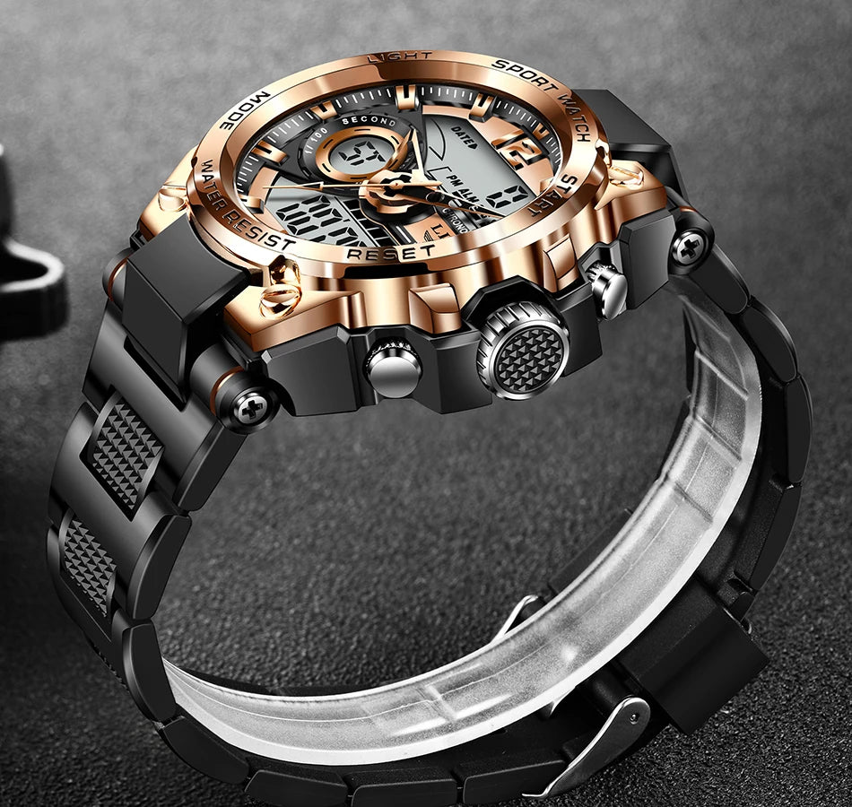 LIGE Men Military Watch Digital 50m Waterproof Wristwatch LED Quartz Clock Sport Watch Male Big Watches Men Relogios Masculino - Mountain ship