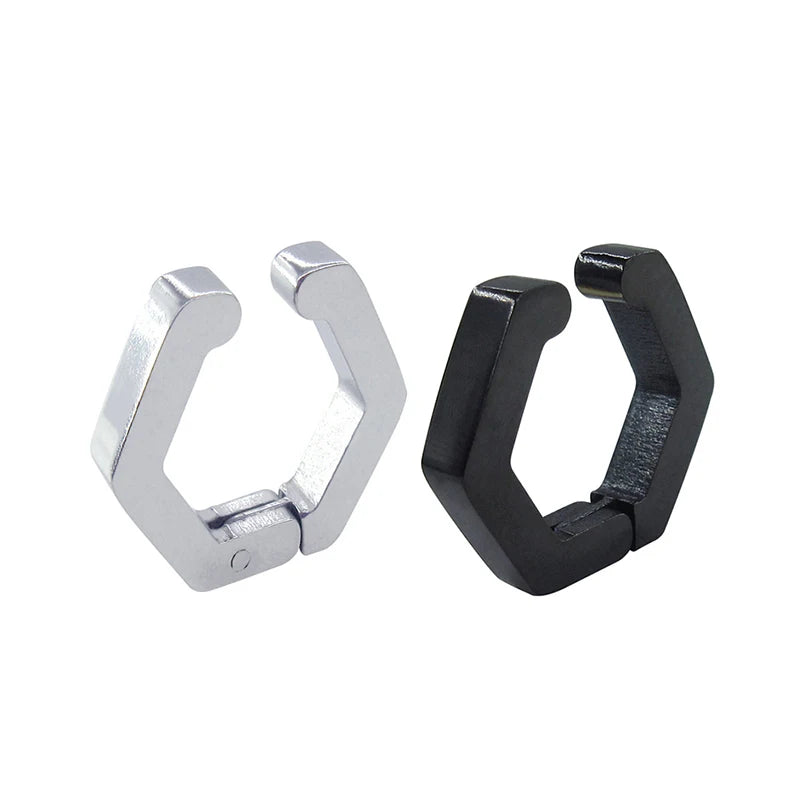 1 Piece Stainless Steel Ear Clip Earrings for Women Men Painless Fake Earrings Best Selling Style Punk Hip Hop Jewelry - Mountain ship