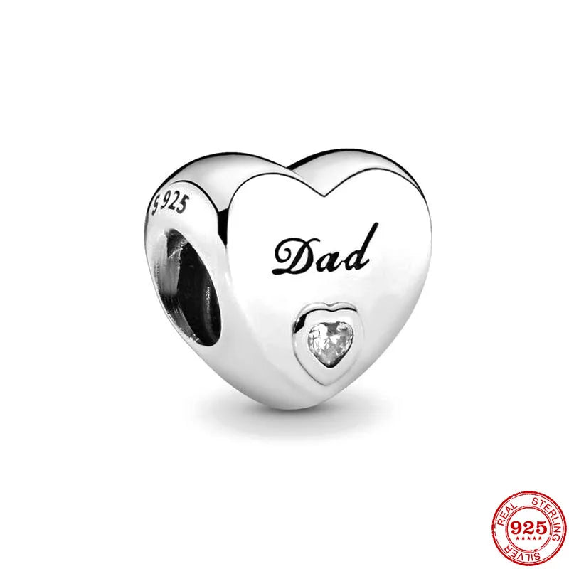Europe 925 Silver Family Charm Fit Original Bracelet Jewelry Pendant Boy Girl Sparkling Mom Bead Sisters Pandora Dangle Plated - Mountain ship