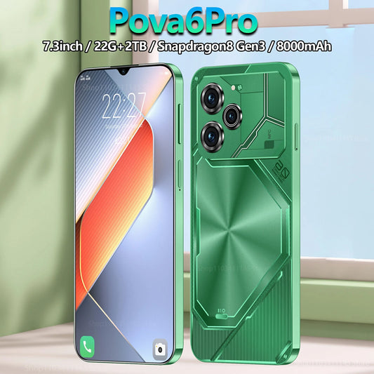 2025 New Global Pova 6 Pro unlocks high-definition screen with a 7.3-inch 22GB+2TB 5G dual analog Celulares Android 14 8000mAh - Mountain ship