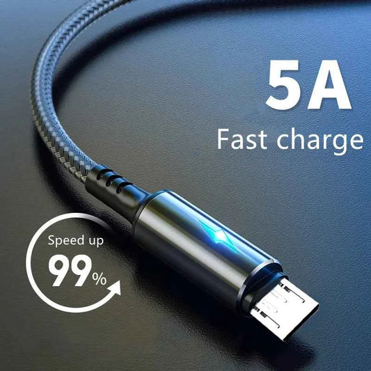 Micro USB Cable 5A LED Fast Charging Micro Data Cord For Huawei Samsung Xiaomi Android Mobile Phone Accessories Charger Cables - Mountain ship