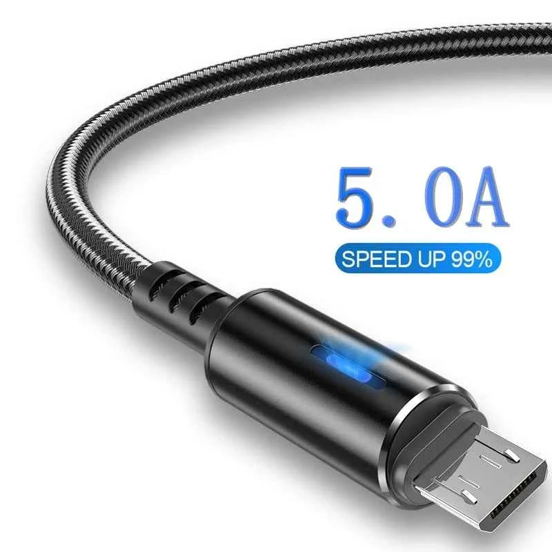 Micro USB Cable 5A LED Fast Charging Micro Data Cord For Huawei Samsung Xiaomi Android Mobile Phone Accessories Charger Cables - Mountain ship