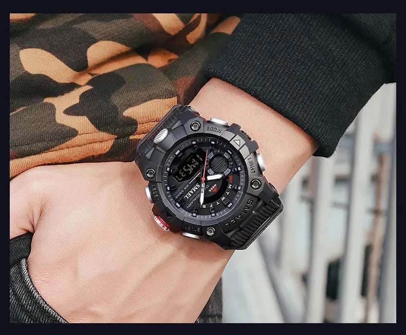 SMAEL Fashion Sport Watches Men Shock Resistant 50M Waterproof Wristwatch LED Alarm Stopwatch Clock Military 8040 Men Watch - Mountain ship