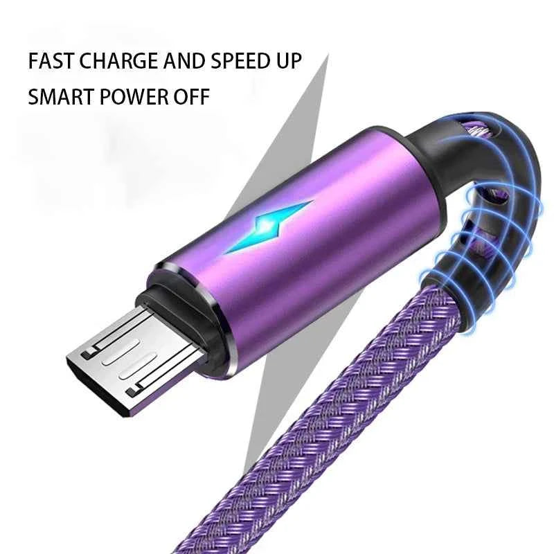 Micro USB Cable 5A LED Fast Charging Micro Data Cord For Huawei Samsung Xiaomi Android Mobile Phone Accessories Charger Cables - Mountain ship