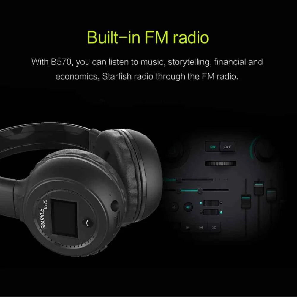 Wireless Headphone Radio Over Ear Bluetooth Compatibility Stereo Earphone Headset for Computer Phone Support FM Audio Card AUX - Mountain ship