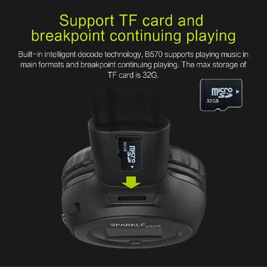 Wireless Headphone Radio Over Ear Bluetooth Compatibility Stereo Earphone Headset for Computer Phone Support FM Audio Card AUX - Mountain ship