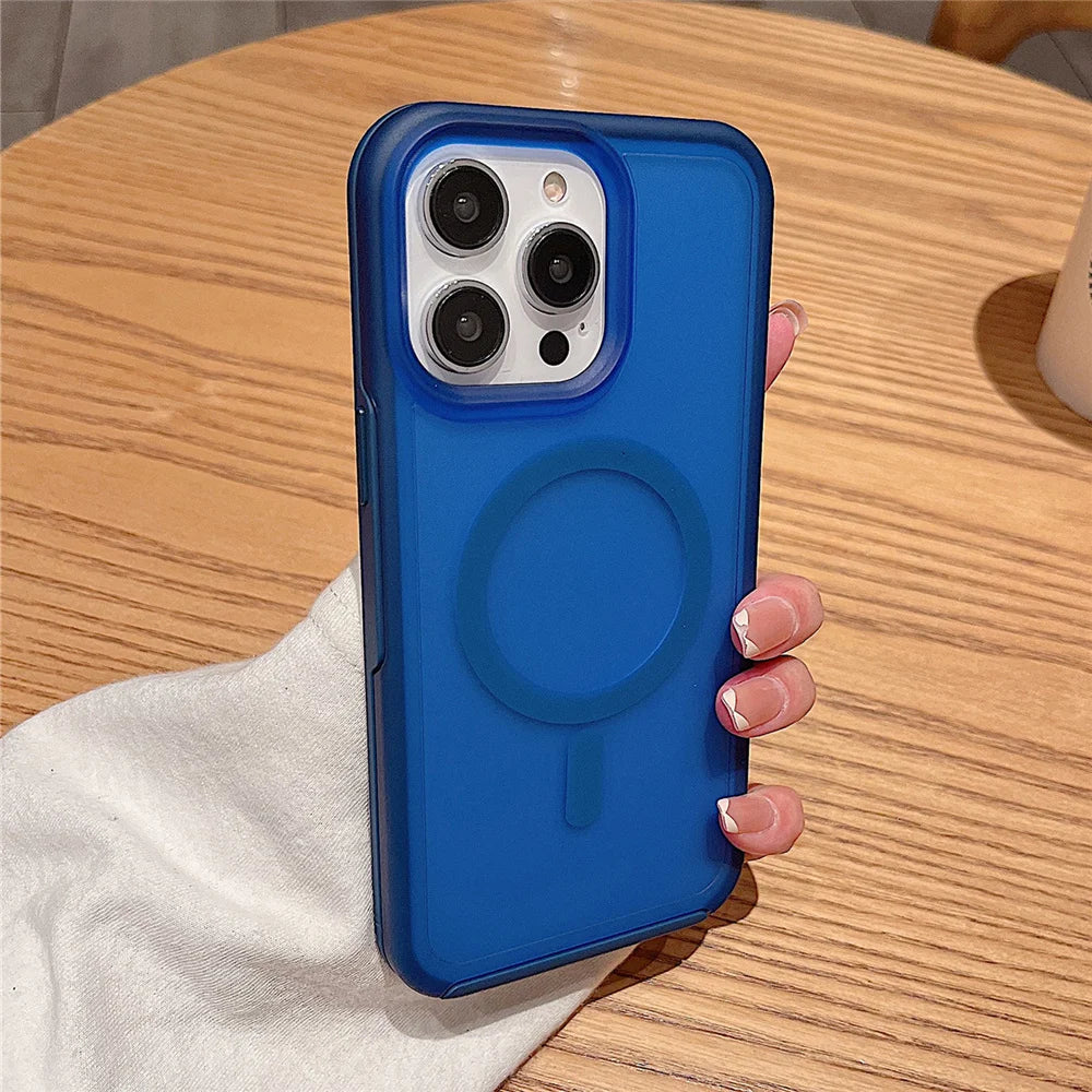 Magnetic For Magsafe Wireless Charging Case For iPhone 16 15 11 12 13 14 Pro Max XR XS 7 8 Plus SE Solid Color Shockproof Cover - Mountain ship