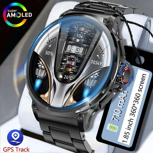 2024 New For Huawei Xiaomi Men GPS Track Smart Watch 1.85 Inch Ultra HD AMOLED Screen 710 Mah Battery Bluetooth Call Smartwatch - Mountain ship
