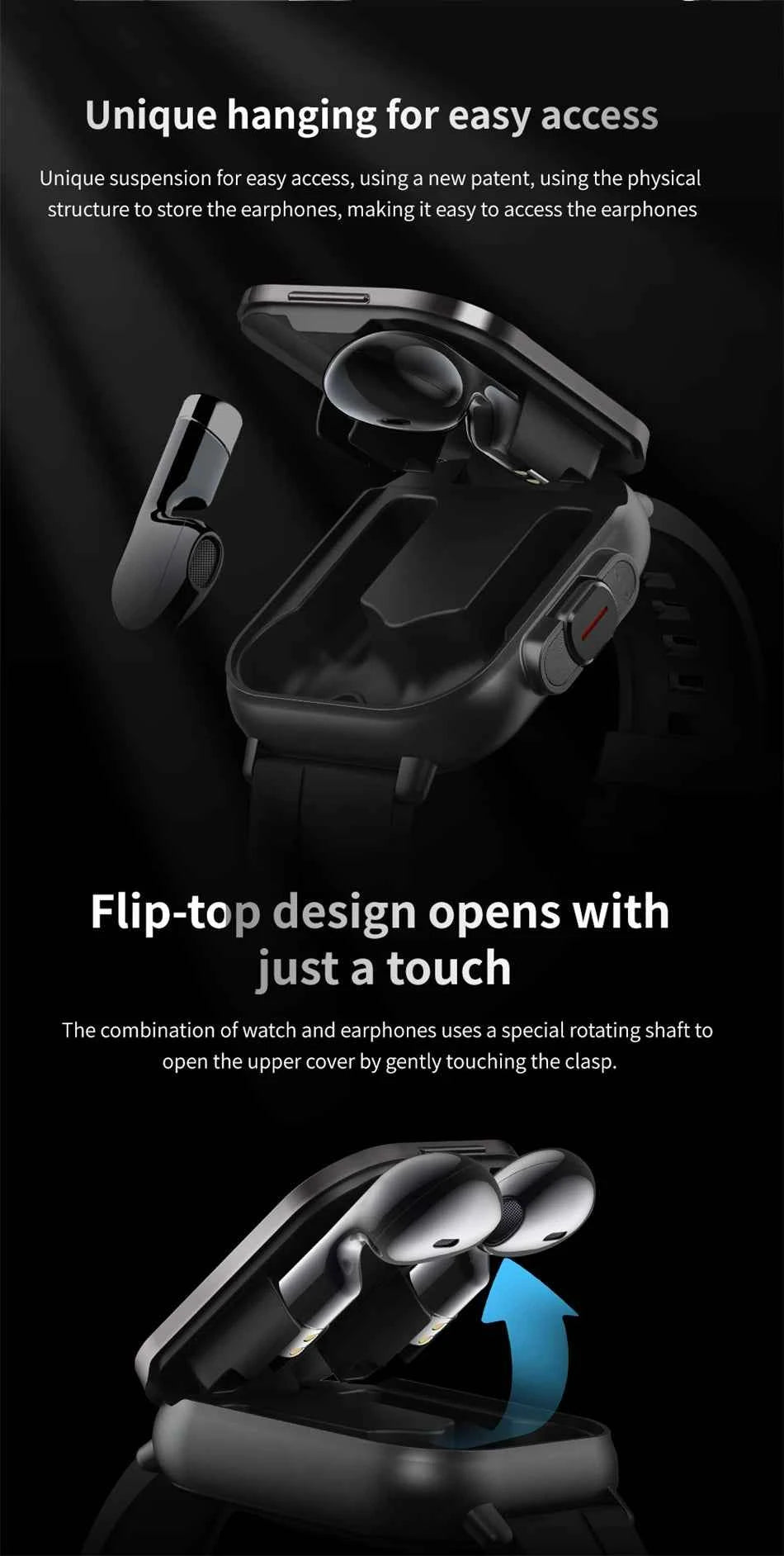 2024 Smart Watch 2 in 1 With Earphone Smartwatch Bluetooth Call Men Watch GPS Track Heart Rate Monitor Play Music SmartWatch - Mountain ship