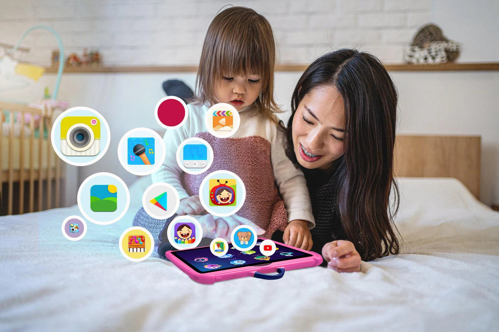 New Cartoon Pattern Kids Tablet 7 Inch Quad Core 4GB RAM 64GB ROM Android Learning Education Games Tablets Children's Gifts - Mountain ship