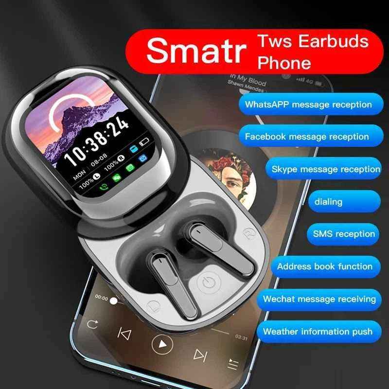 2025 AI Translation Earphones Wireless Bluetooth 5.4 2 Inch Smart Touch Screen Noise Cancellation IPX4 In-Ear Headset - Mountain ship