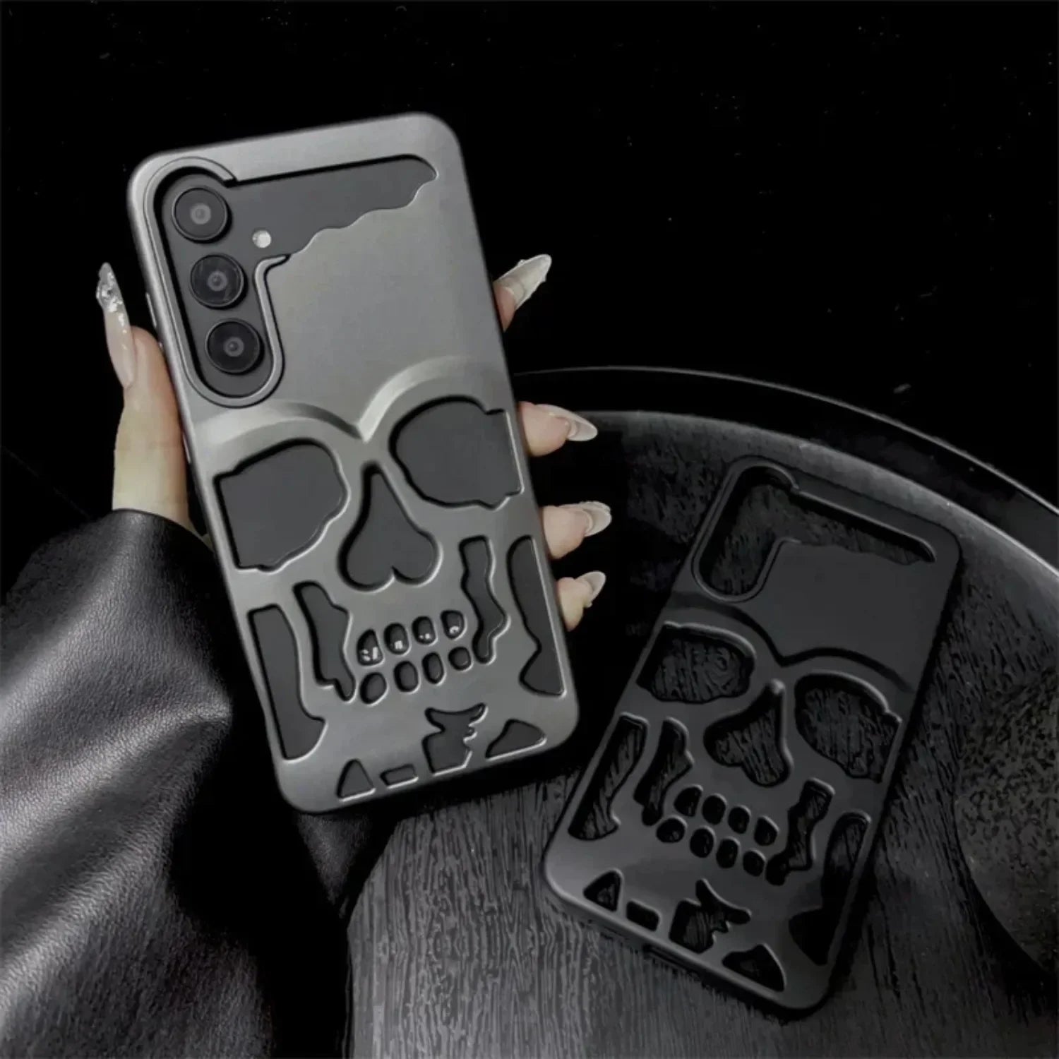 3D Matte Metallic Color Hollow Out Skull Hard Phone Case For Samsung Galaxy S23 S24 Ultra S24 S23 Plus Shockproof Luxury Cover - Mountain ship