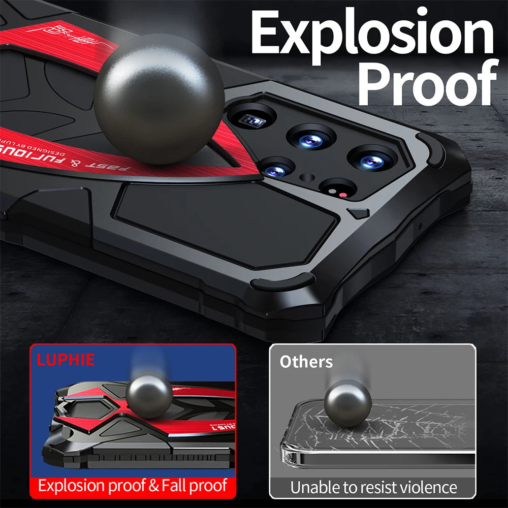 Luphie Metal Full Protect Armor Case For Samsung Galaxy S25 Ultra Phone Cover S24 23 S22Ultra S25 S24 Plus 5G Shockproof Fundas - Mountain ship