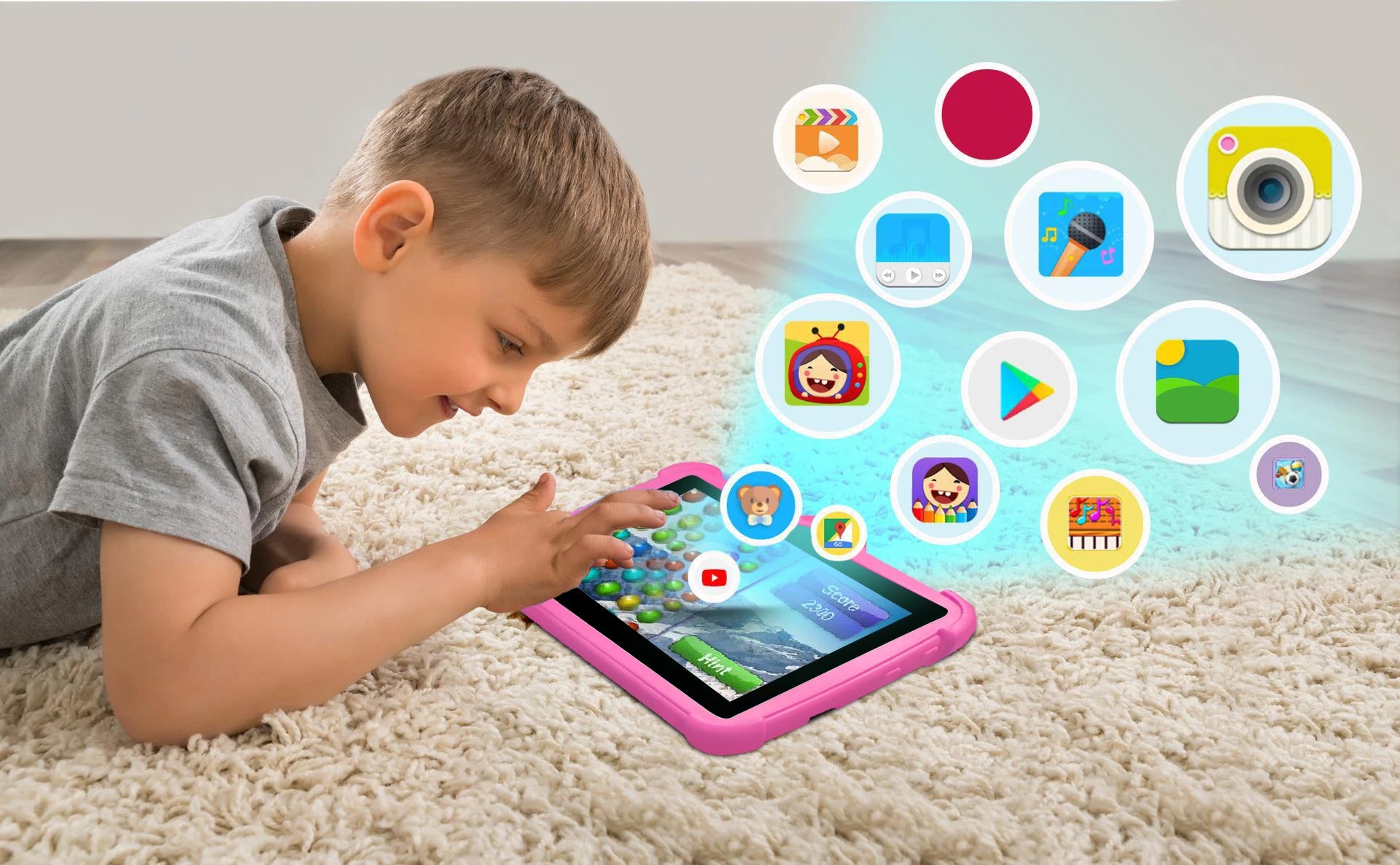 New Cartoon Pattern Kids Tablet 7 Inch Quad Core 4GB RAM 64GB ROM Android Learning Education Games Tablets Children's Gifts - Mountain ship
