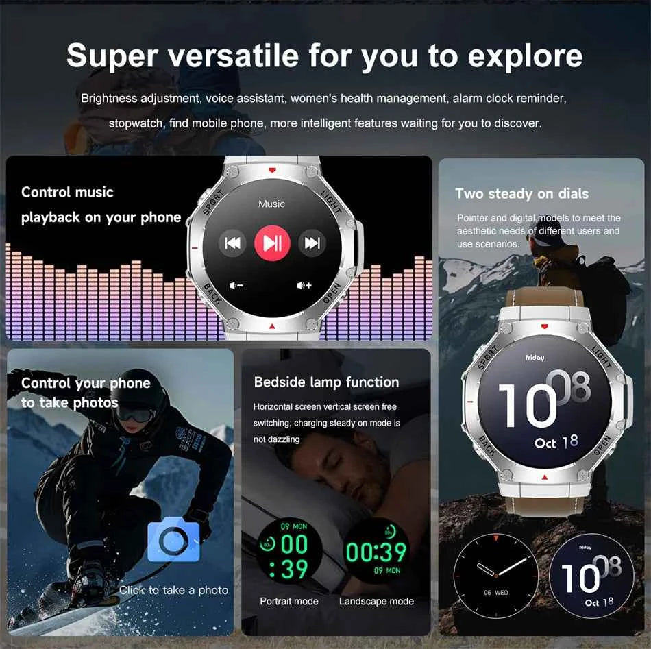 2025 New LED Smart Watch Men's HD AMOLED Bluetooth Call Waterproof Smartwatch Heart Rate Monitoring Women's Health Smart Watches - Mountain ship