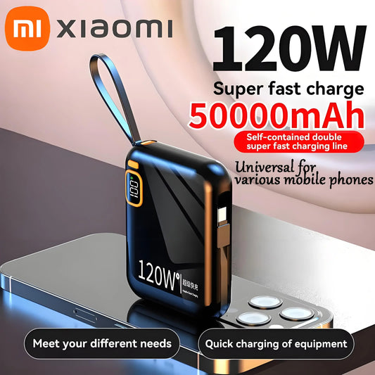Xiaomi 50000mAh Power Bank 120w Detachable Usb To Type C Cable Two-way Fast Charger Mini Powerbank For Iphone Xiaomi Samsung - Mountain ship