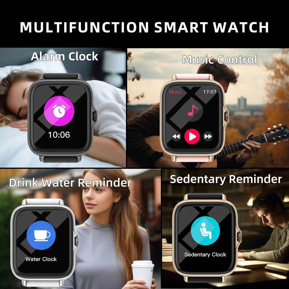 1.83'' Waterproof Smart Watch with Message Answer Call Sleep Monitoring Sports Pedometer Information Alerts For iPhone Android - Mountain ship