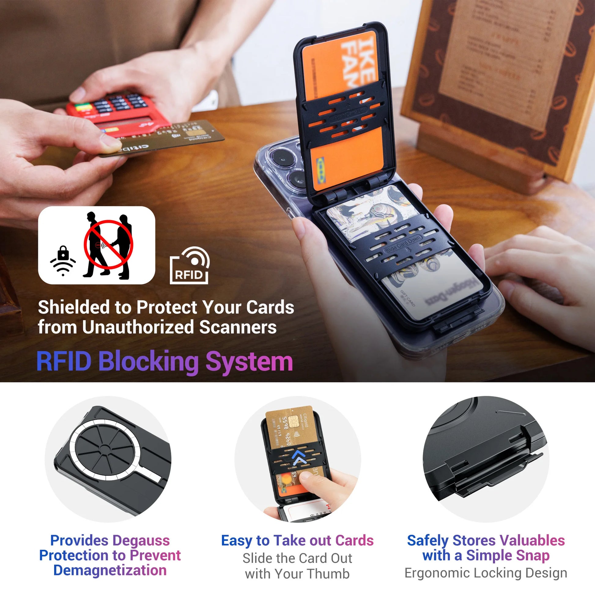 Magnetic Wallet & Card Holder with RFID Blocking Function for iPhone 16 15 14 Pro/ Pro Max/ 13 Pro Max/ 13 12 Pro MagSafe Wallet - Mountain ship
