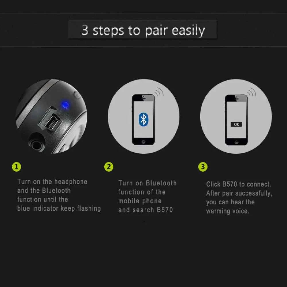 Wireless Headphone Radio Over Ear Bluetooth Compatibility Stereo Earphone Headset for Computer Phone Support FM Audio Card AUX - Mountain ship