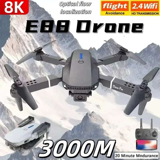 E88 Professional Wide Angle RC Dron HD 8K VR WIFI FPV Camera Mode Foldable Helicopter Aircraft Quadcopter Drone Kid Gifts Toys - Mountain ship