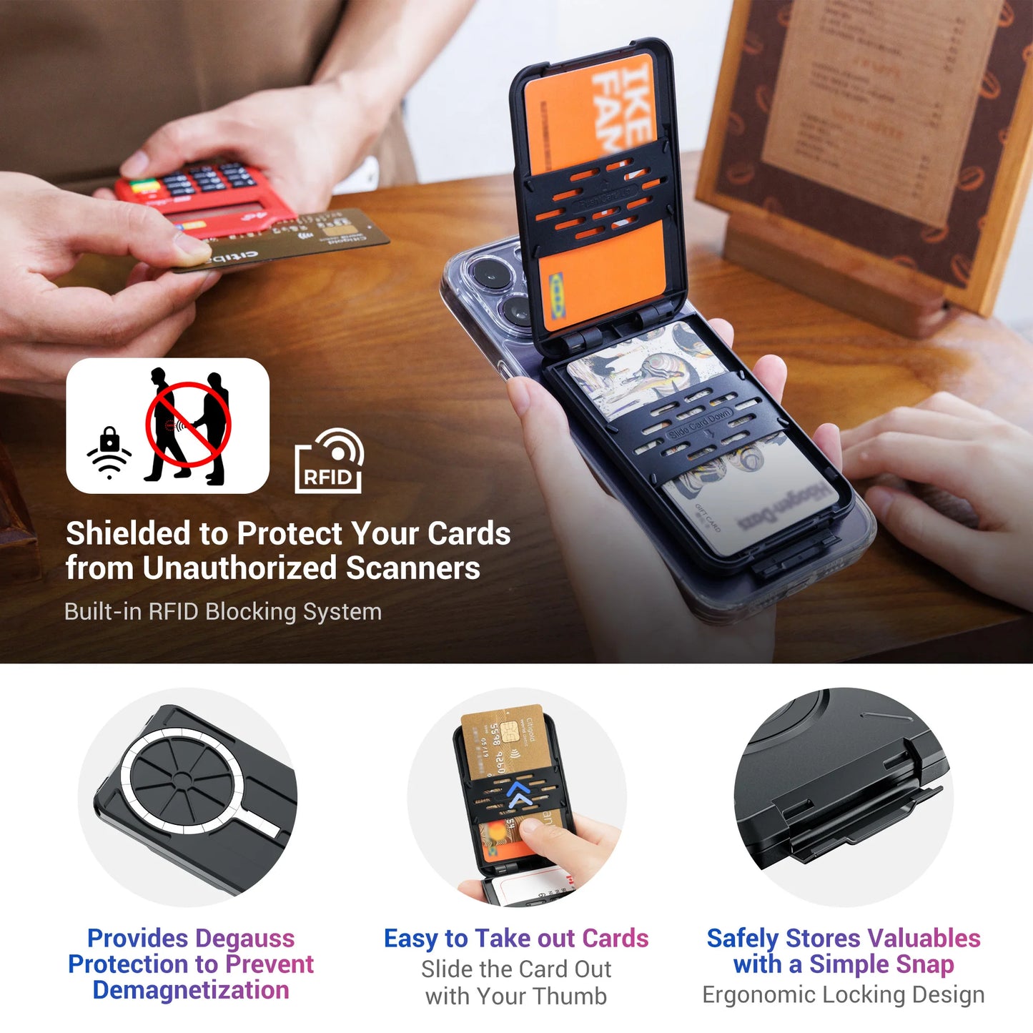 Magnetic Wallet & Card Holder with RFID Blocking Function for iPhone 16 15 14 Pro/ Pro Max/ 13 Pro Max/ 13 12 Pro MagSafe Wallet - Mountain ship