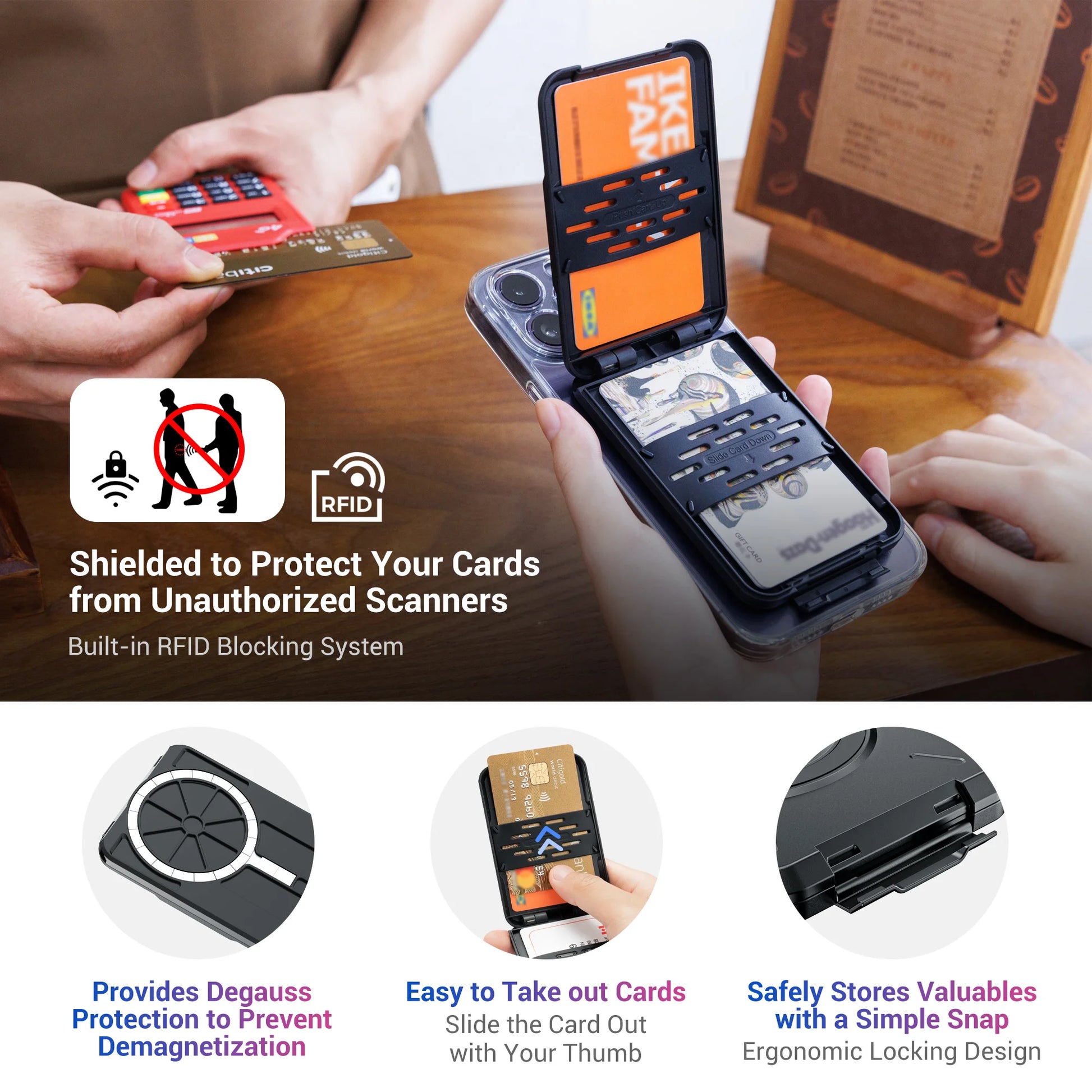Magnetic Wallet & Card Holder with RFID Blocking Function for iPhone 16 15 14 Pro/ Pro Max/ 13 Pro Max/ 13 12 Pro MagSafe Wallet - Mountain ship