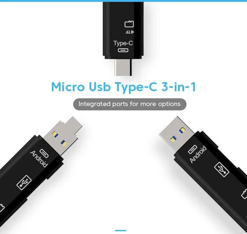 USB3.0 Card Reader 6 in 1 OTG Multifunction Type C Micro TF SD USB Card Reader Adapter Computer Laptop Tablet Phone Accessories - Mountain ship