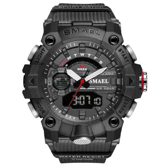 SMAEL Fashion Sport Watches Men Shock Resistant 50M Waterproof Wristwatch LED Alarm Stopwatch Clock Military 8040 Men Watch - Mountain ship