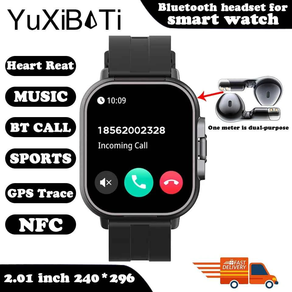 2024 Smart Watch 2 in 1 With Earphone Smartwatch Bluetooth Call Men Watch GPS Track Heart Rate Monitor Play Music SmartWatch - Mountain ship