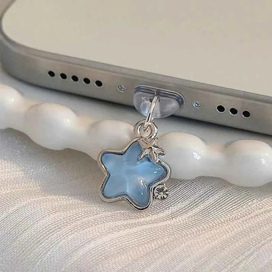 1pcs Cute Diamond Star Phone Dust plug Accessories Decoration Hanging Pendant for iPhone for Samsung Type-C Charging Port - Mountain ship