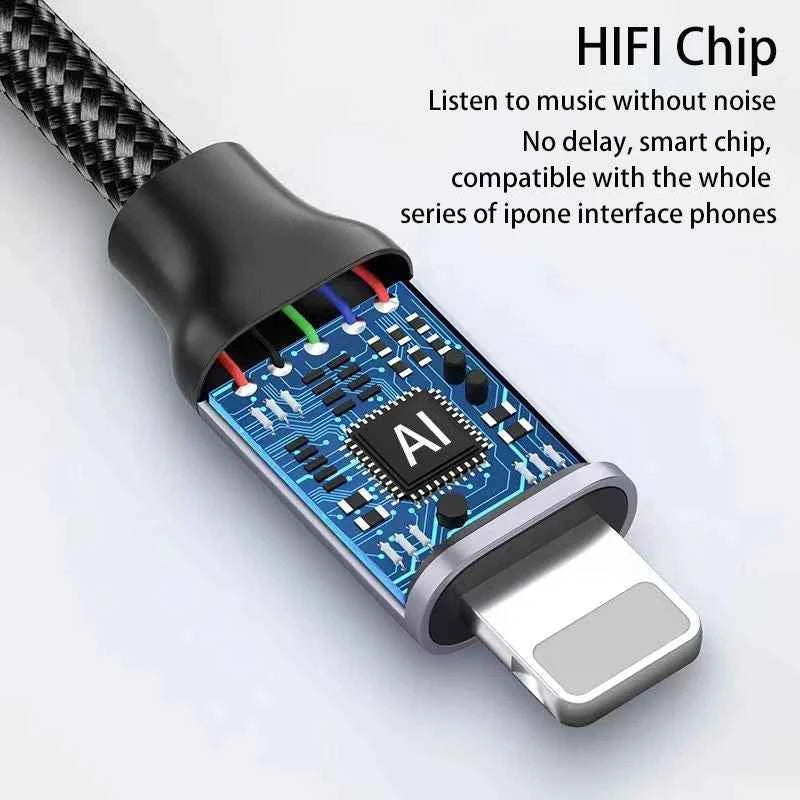 For iPhone To 3 5 MM Jack AUX Cable Adapter For iPhone 12 13 14 Pro Adapter Headphone Connector Audio Splitter phone accessories - Mountain ship