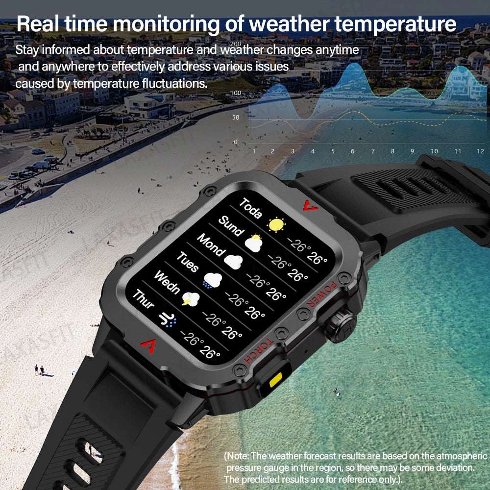 LAXASFIT 2024 Outdoor Military Men's Smart Watch Bluetooth Talk Sports Heart Rate Monitor Smart Watch Android IOS - Mountain ship