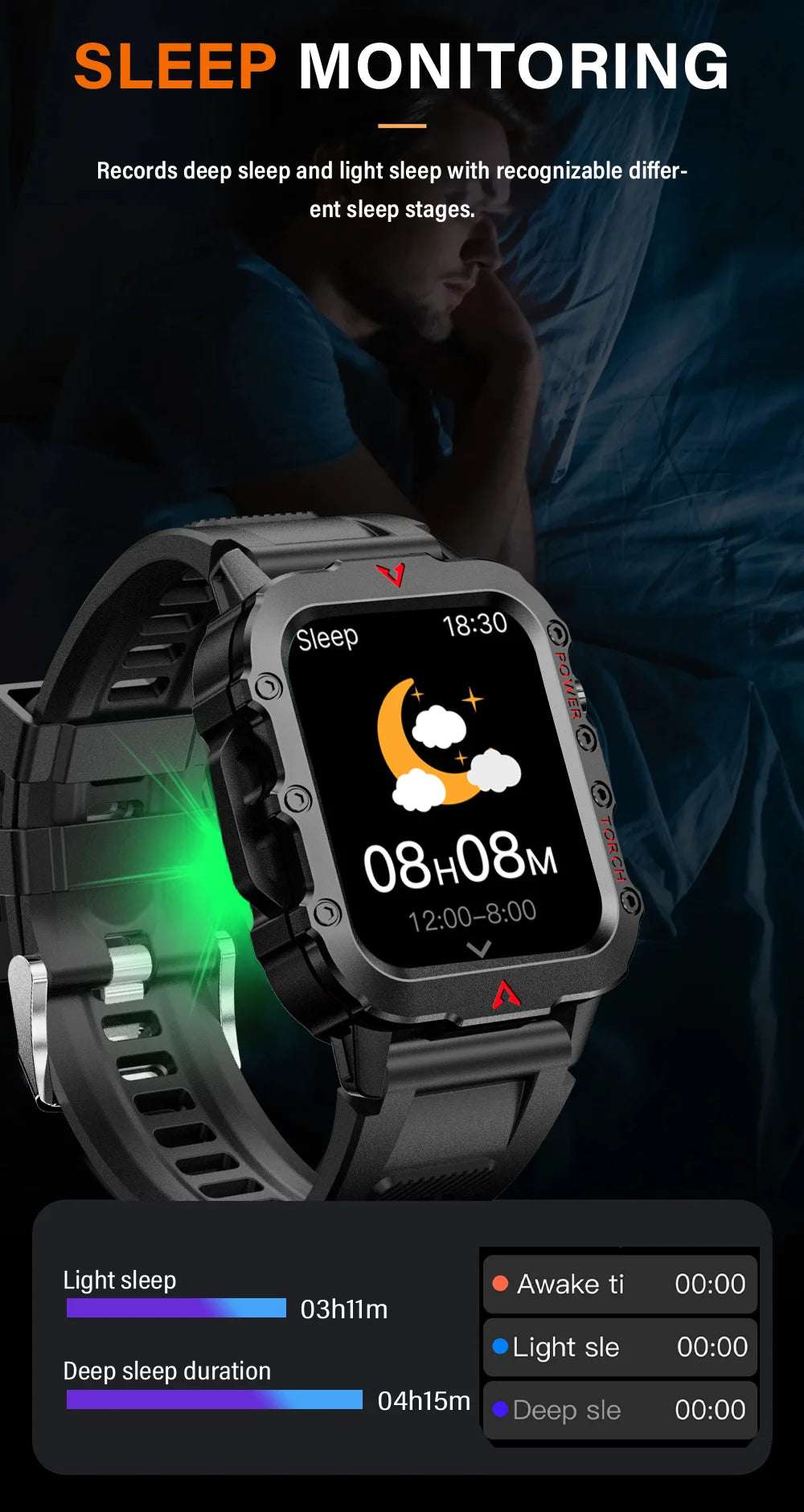 LAXASFIT 2024 Outdoor Military Men's Smart Watch Bluetooth Talk Sports Heart Rate Monitor Smart Watch Android IOS - Mountain ship