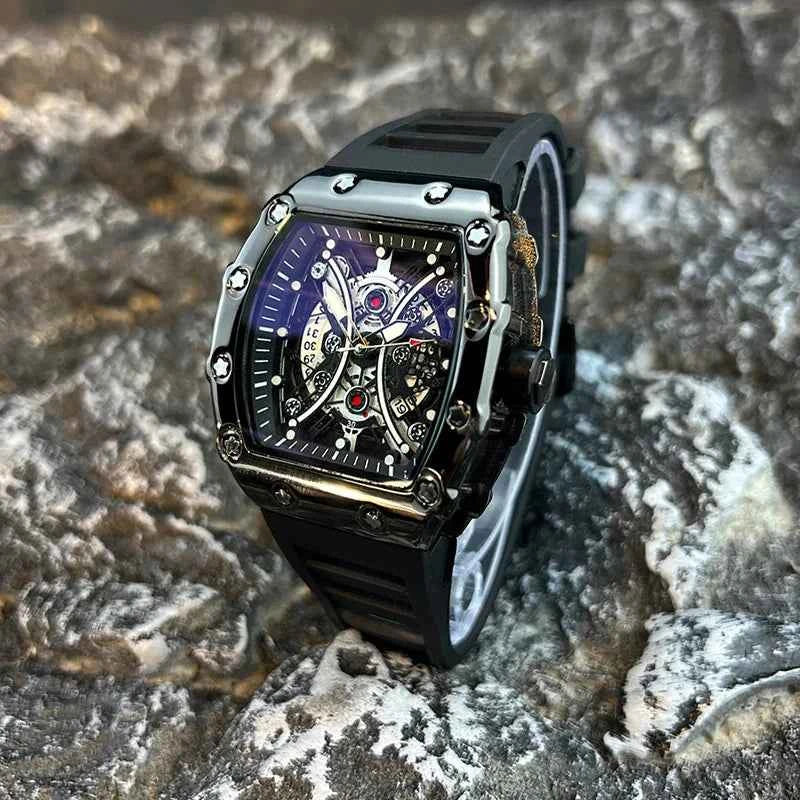 Men's Watch Light Luxury Brand Wine Barrel dial Fashionable Night Glow Sports Watch Calendar Clock Reloj L146 - Mountain ship