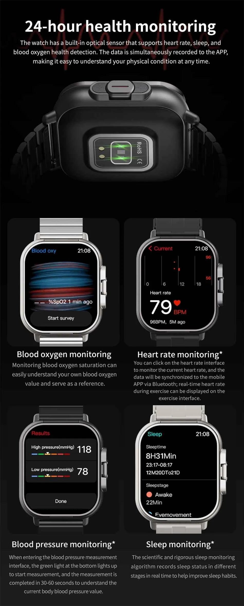 2024 Smart Watch 2 in 1 With Earphone Smartwatch Bluetooth Call Men Watch GPS Track Heart Rate Monitor Play Music SmartWatch - Mountain ship