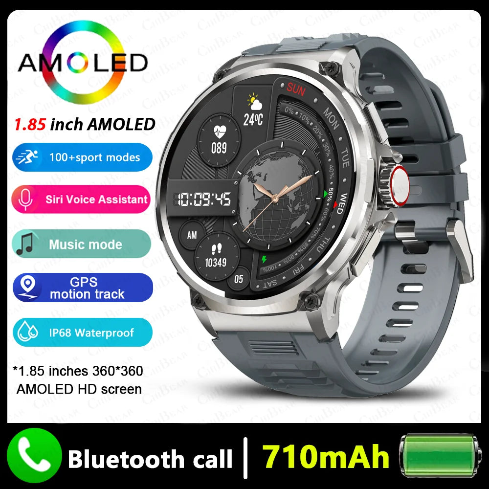 2024 New For Huawei Xiaomi Men GPS Track Smart Watch 1.85 Inch Ultra HD AMOLED Screen 710 Mah Battery Bluetooth Call Smartwatch - Mountain ship