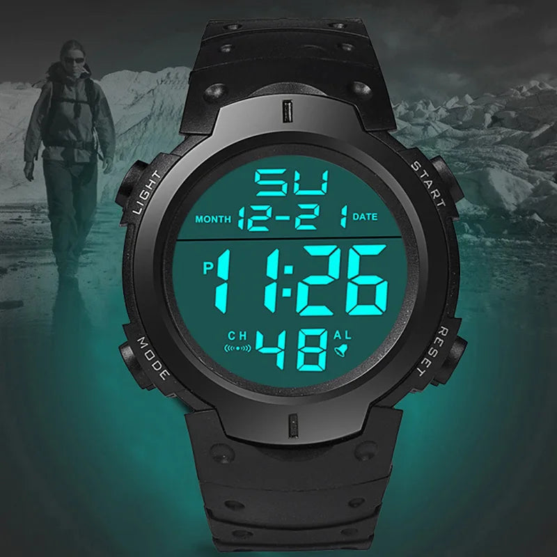 Men Sport LED Watches Top Brand Men Digital Clock Multi-Functional Rubber Man Fitnes Athlete Timekeeping Electronic Watch Reloj - Mountain ship