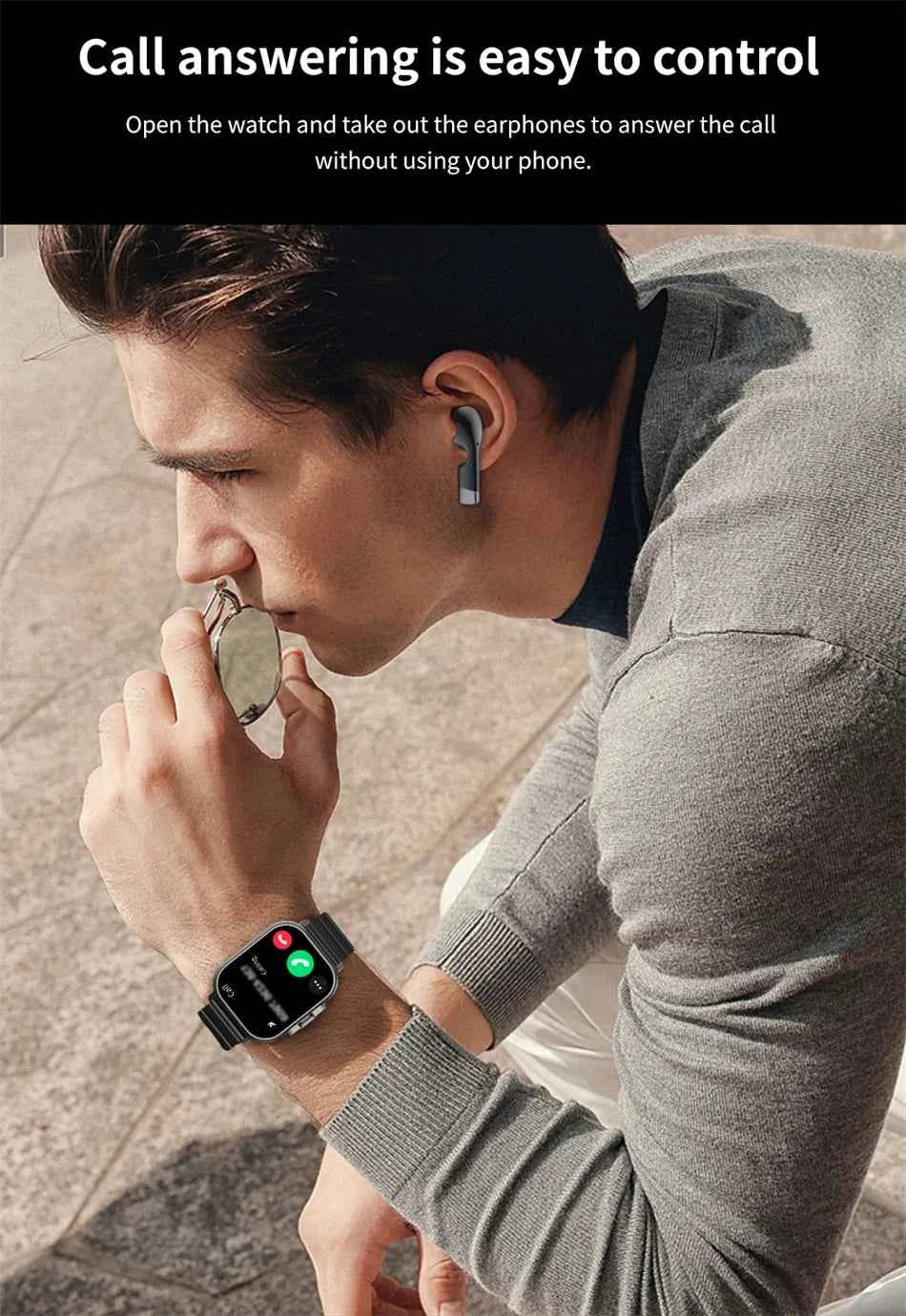 2024 Smart Watch 2 in 1 With Earphone Smartwatch Bluetooth Call Men Watch GPS Track Heart Rate Monitor Play Music SmartWatch - Mountain ship