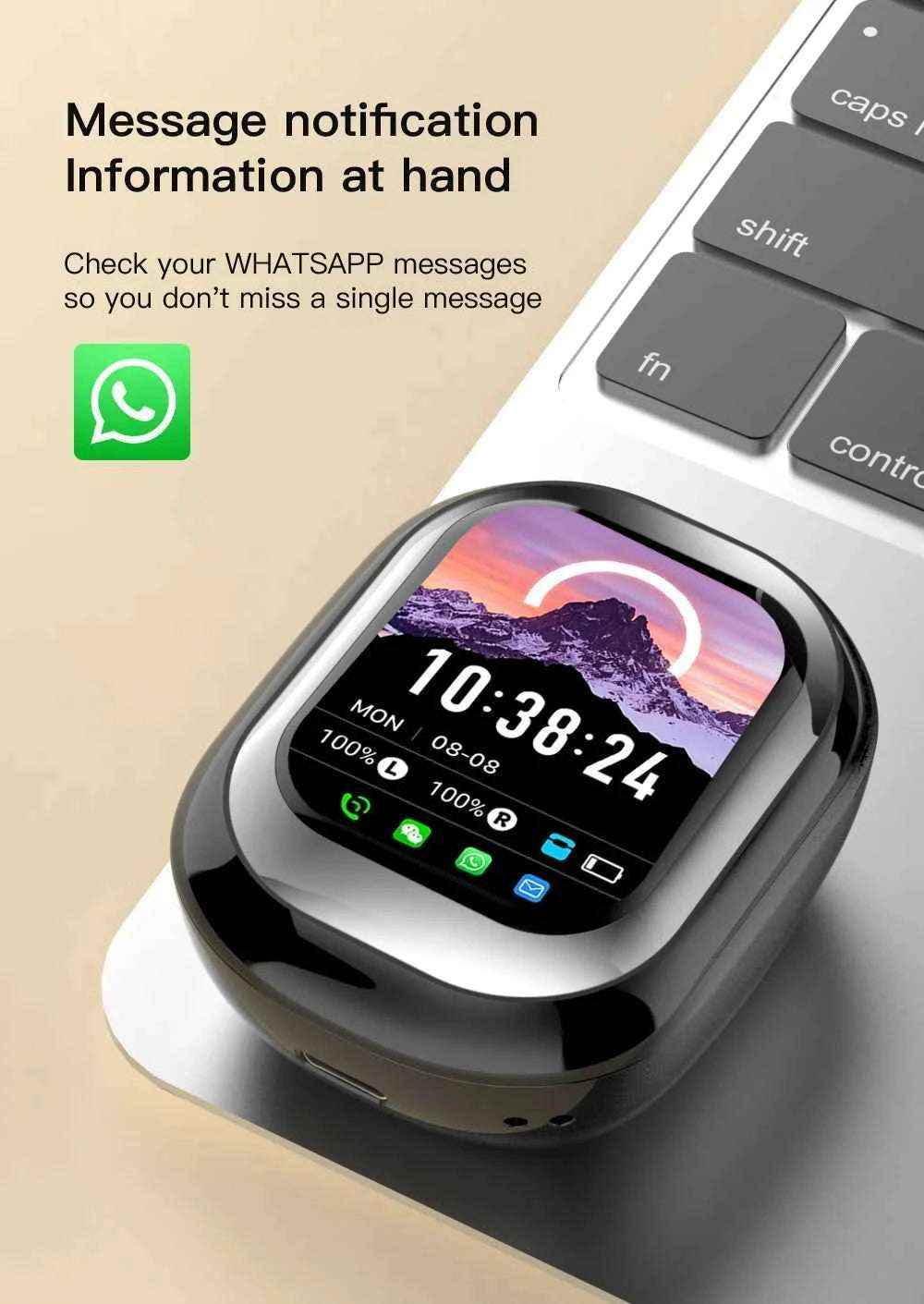 2025 AI Translation Earphones Wireless Bluetooth 5.4 2 Inch Smart Touch Screen Noise Cancellation IPX4 In-Ear Headset - Mountain ship