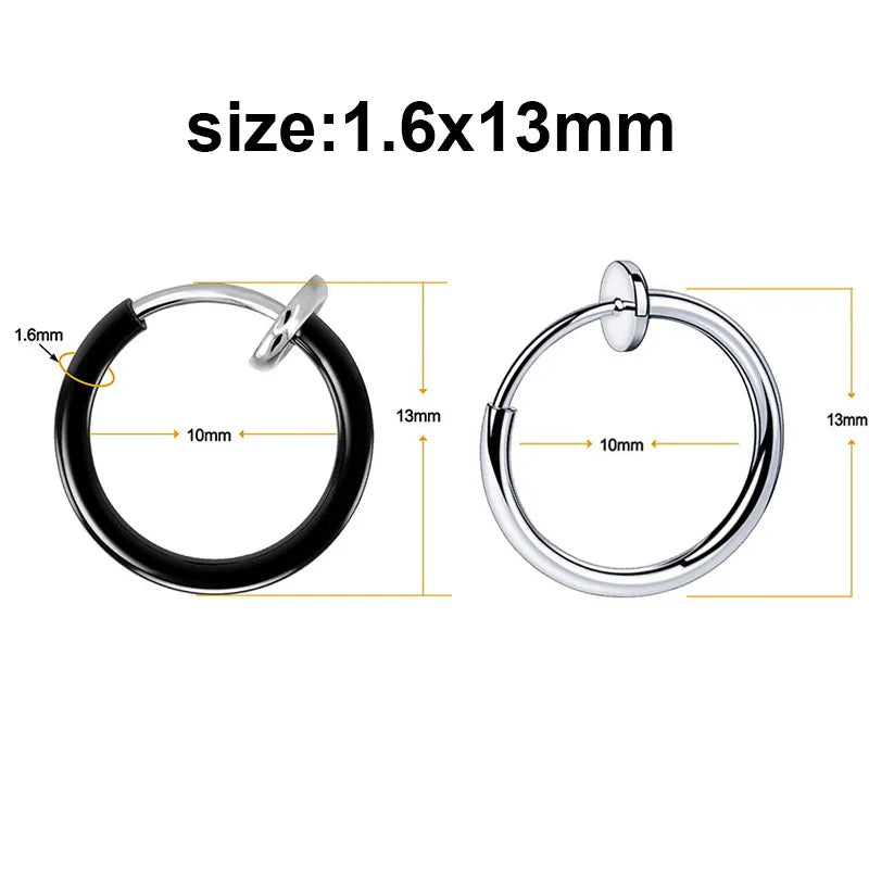 1 Piece Stainless Steel Ear Clip Earrings for Women Men Painless Fake Earrings Best Selling Style Punk Hip Hop Jewelry - Mountain ship