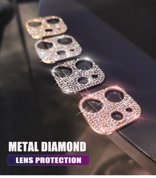 Bling Diamond Lens Case For iPhone 16 Pro Max Camera Protector iPhone 11 13 15 16 Plus 14 12 Mini Glitter Metal Screen Protector - Mountain ship