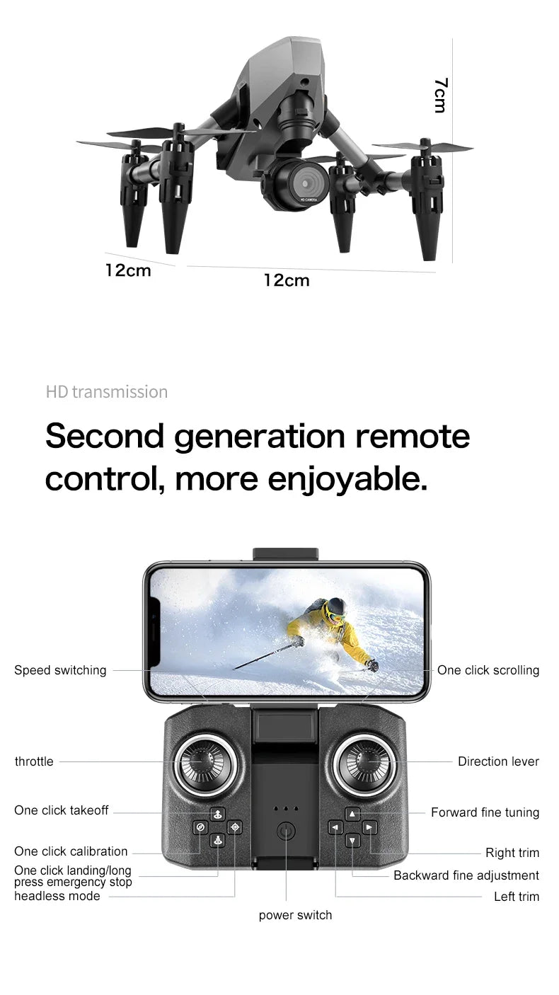 XD1 Pro Mini Dron with 8K Dual Camera WIFI Alloy Anti-drop Optical Flow Positioning Quadcopter Remote Control Gift RC Toy - Mountain ship