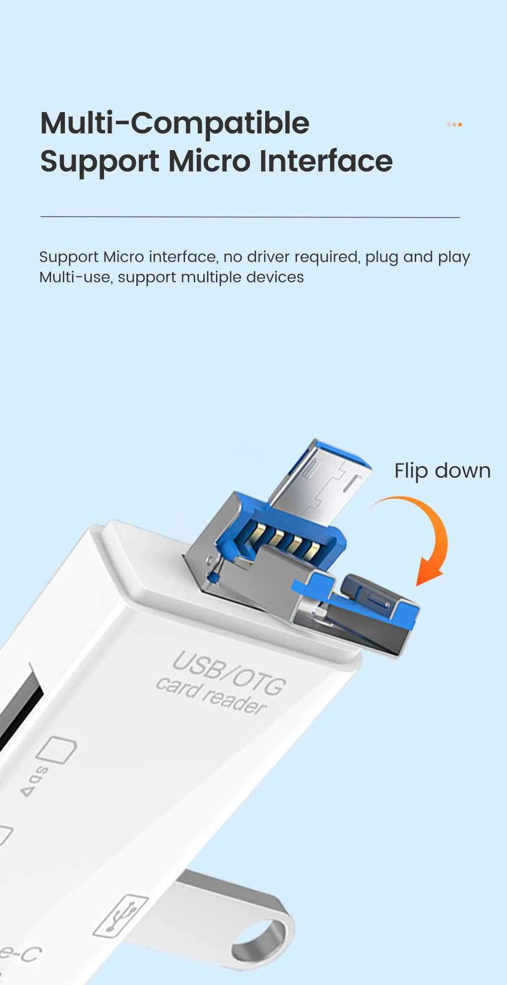 USB3.0 Card Reader 6 in 1 OTG Multifunction Type C Micro TF SD USB Card Reader Adapter Computer Laptop Tablet Phone Accessories - Mountain ship