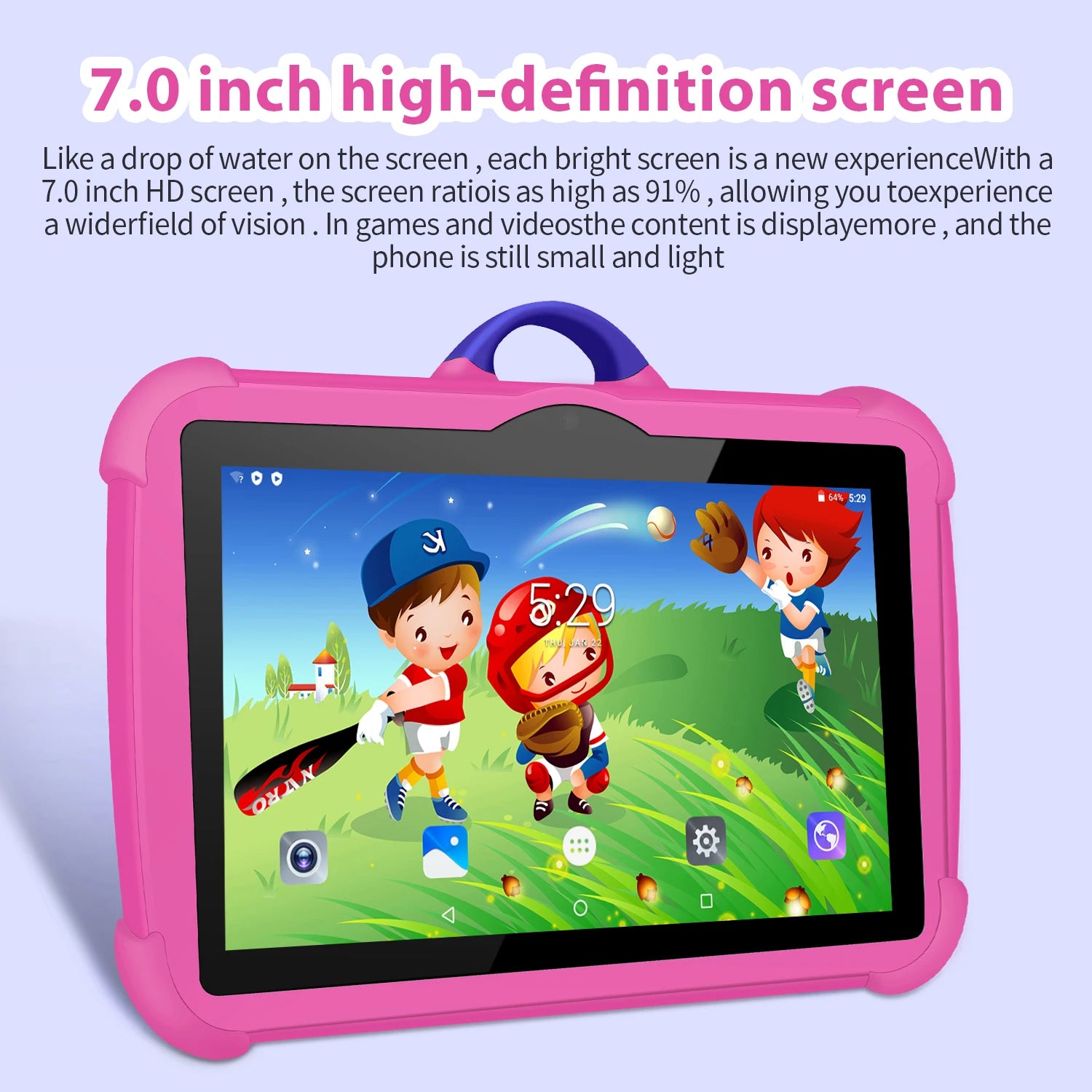 New Cartoon Pattern Kids Tablet 7 Inch Quad Core 4GB RAM 64GB ROM Android Learning Education Games Tablets Children's Gifts - Mountain ship